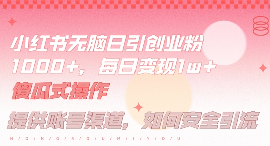 小红书无脑每日引流创业粉500+，小白每天只花半小时，躺赚长尾收益【揭秘】-云创智库
