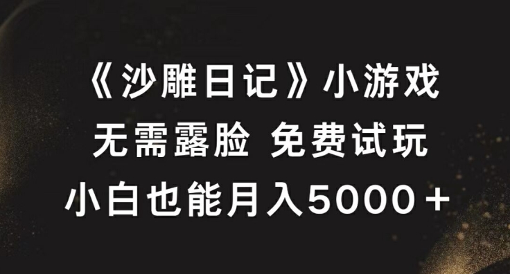 《沙雕日记》小游戏，无需露脸免费试玩，小白也能月入5000+【揭秘】-云创智库