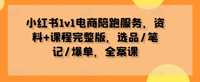 小红书1v1电商陪跑服务，资料+课程完整版，选品/笔记/爆单，全案课-云创智库
