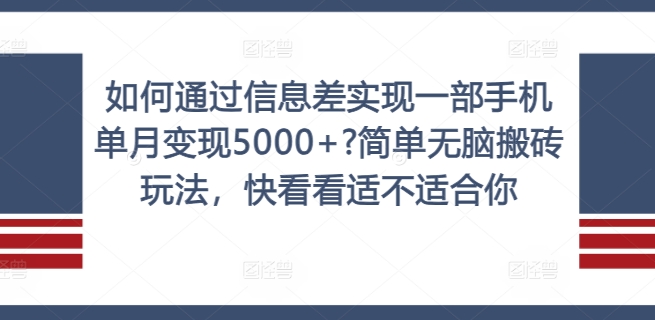如何通过信息差实现一部手机单月变现5000+?简单无脑搬砖玩法，快看看适不适合你【揭秘】-云创智库