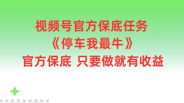 视频号官方保底任务，停车我最牛，官方保底只要做就有收益【揭秘】-云创智库