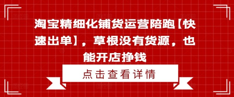 淘宝精细化铺货运营陪跑【快速出单】，草根没有货源，也能开店挣钱-云创智库