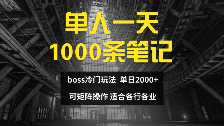 单人一天1000条笔记，日入2000+，BOSS直聘的正确玩法【揭秘】-云创智库