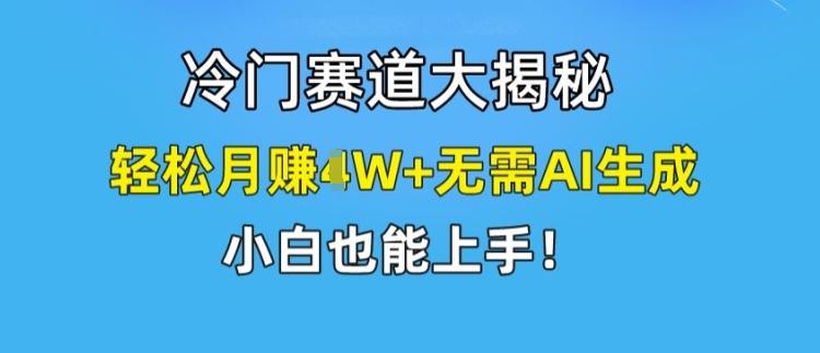 冷门赛道大揭秘，轻松月赚1W+无需AI生成，小白也能上手【揭秘】-云创智库
