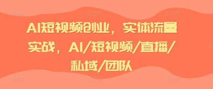 AI短视频创业，实体流量实战，AI/短视频/直播/私域/团队-云创智库