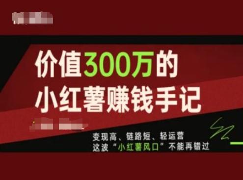 价值300万的小红书赚钱手记，变现高、链路短、轻运营，这波“小红薯风口”不能再错过-云创智库