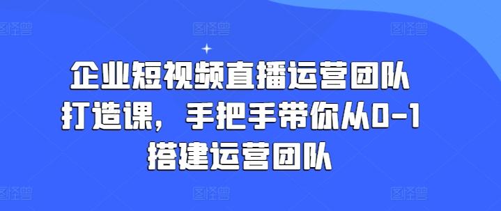 企业短视频直播运营团队打造课，手把手带你从0-1搭建运营团队-云创智库