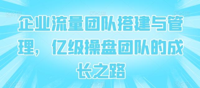 企业流量团队搭建与管理，亿级操盘团队的成长之路-云创智库