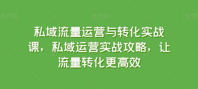 私域流量运营与转化实战课，私域运营实战攻略，让流量转化更高效-云创智库