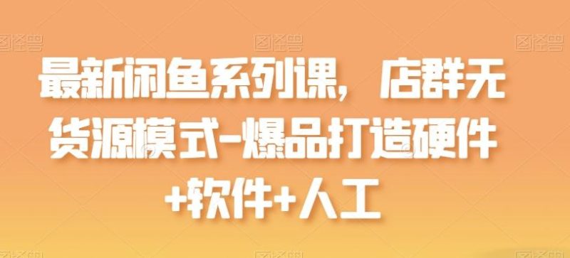 最新闲鱼系列课，店群无货源模式-爆品打造硬件+软件+人工-云创智库