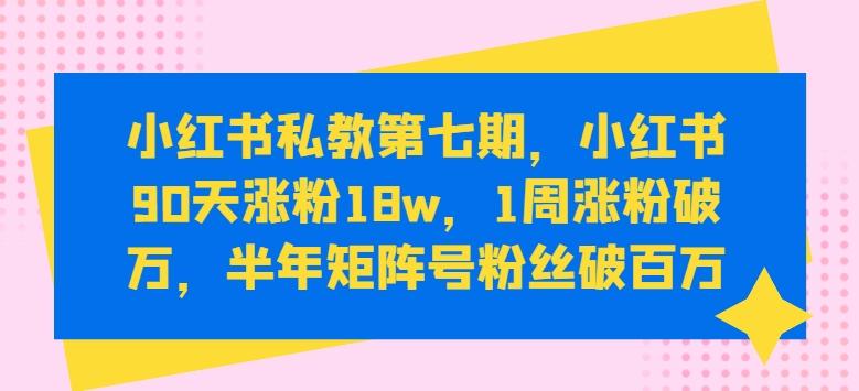 小红书私教第七期，小红书90天涨粉18w，1周涨粉破万，半年矩阵号粉丝破百万-云创智库