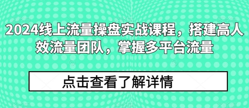 2024线上流量操盘实战课程，搭建高人效流量团队，掌握多平台流量-云创智库