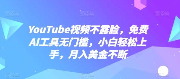 YouTube视频不露脸，免费AI工具无门槛，小白轻松上手，月入美金不断【揭秘】-云创智库