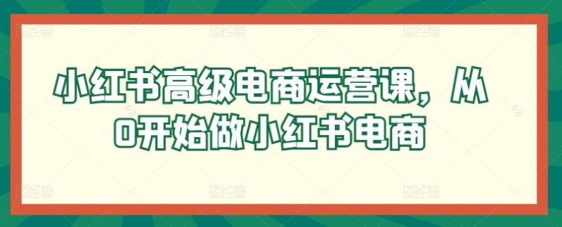 小红书高级电商运营课，从0开始做小红书电商-云创智库