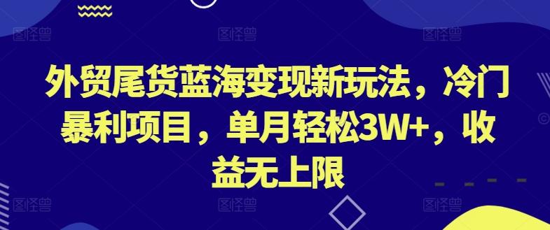 外贸尾货蓝海变现新玩法，冷门暴利项目，单月轻松3W+，收益无上限【揭秘】-云创智库