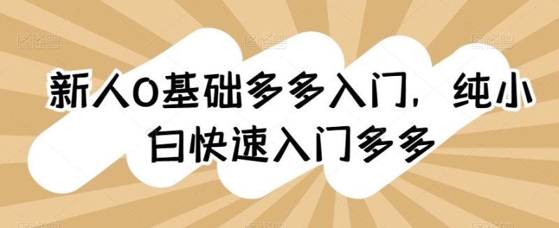 新人0基础多多入门，​纯小白快速入门多多-云创智库