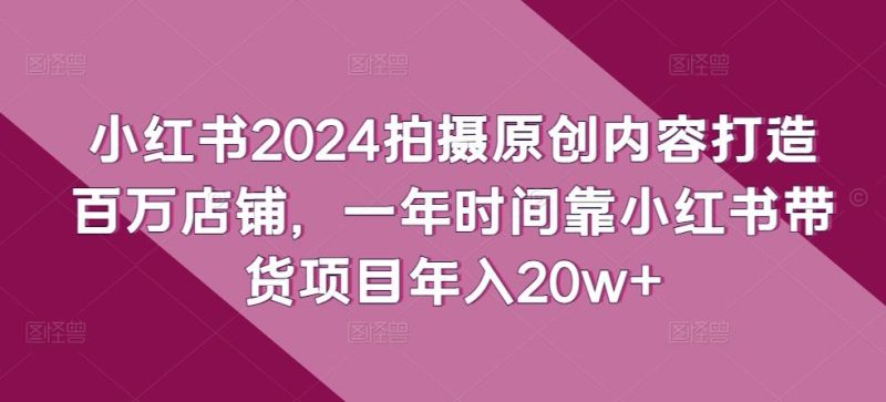小红书2024拍摄原创内容打造百万店铺，一年时间靠小红书带货项目年入20w+-云创智库