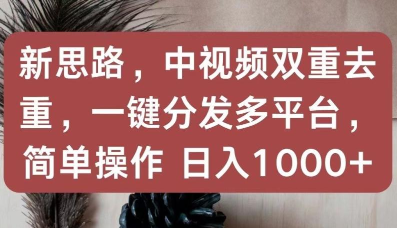 新思路，中视频双重去重，一键分发多平台，简单操作，日入1000+【揭秘】-云创智库