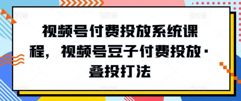 视频号付费投放系统课程，视频号豆子付费投放·叠投打法-云创智库