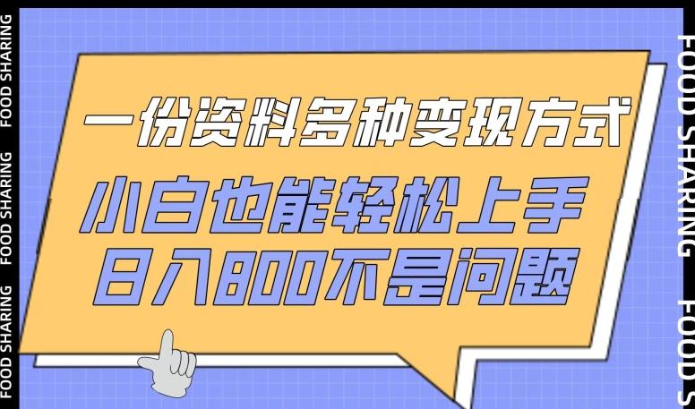 一份资料多种变现方式，小白也能轻松上手，日入800不是问题【揭秘】-云创智库