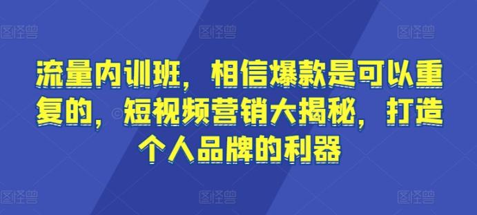 流量内训班，相信爆款是可以重复的，短视频营销大揭秘，打造个人品牌的利器-云创智库
