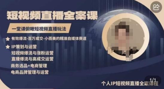 高品质IP短视频直播全案课程，一堂课俯瞰短视频直播玩法-云创智库
