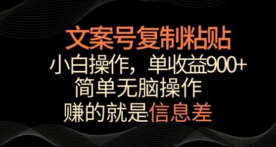 文案号掘金，简单复制粘贴，小白操作，单作品收益900+【揭秘】-云创智库