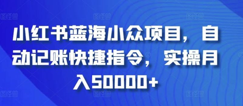 小红书蓝海小众项目，自动记账快捷指令，实操月入50000+【揭秘】-云创智库