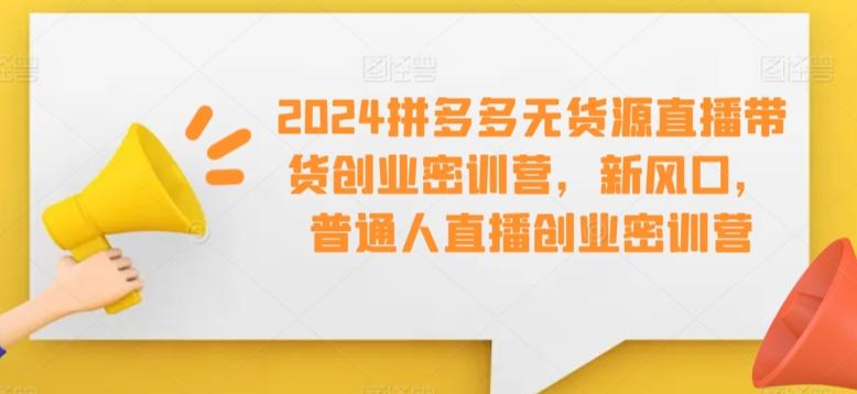 2024拼多多无货源直播带货创业密训营，新风口，普通人直播创业密训营-云创智库