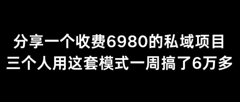 分享一个外面卖6980的私域项目三个人用这套模式一周搞了6万多【揭秘】-云创智库