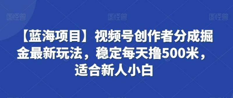 【蓝海项目】视频号创作者分成掘金最新玩法，稳定每天撸500米，适合新人小白【揭秘】-云创智库