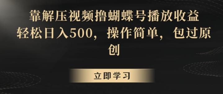 靠解压视频撸蝴蝶号播放收益，轻松日入500，操作简单，包过原创【揭秘】-云创智库