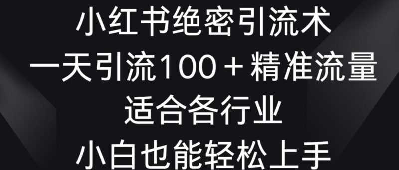 小红书绝密引流术，一天引流100+精准流量，适合各个行业，小白也能轻松上手【揭秘】-云创智库