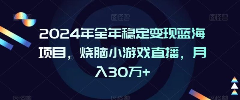2024年全年稳定变现蓝海项目，烧脑小游戏直播，月入30万+【揭秘】-云创智库