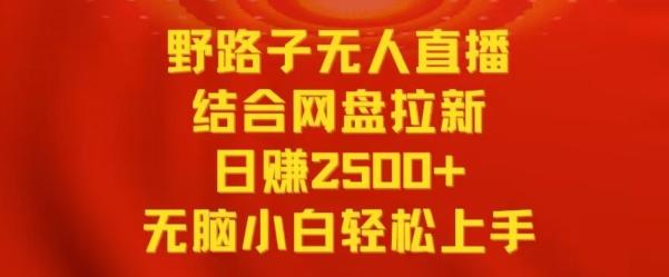 野路子无人直播结合网盘拉新，日赚2500+，小白无脑轻松上手【揭秘】-云创智库