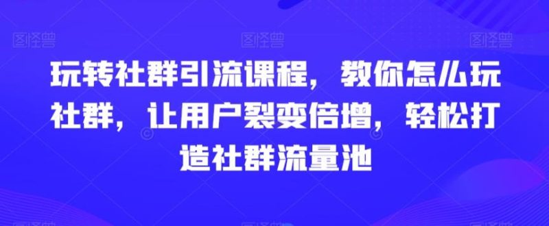 玩转社群引流课程，教你怎么玩社群，让用户裂变倍增，轻松打造社群流量池-云创智库