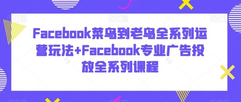 Facebook菜鸟到老鸟全系列运营玩法+Facebook专业广告投放全系列课程-云创智库