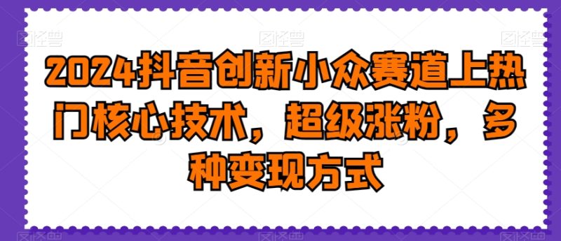 2024抖音创新小众赛道上热门核心技术，超级涨粉，多种变现方式【揭秘】-云创智库