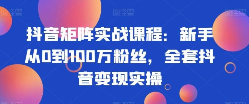 抖音矩阵实战课程：新手从0到100万粉丝，全套抖音变现实操-云创智库