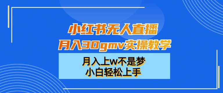 小红书无人直播月入30gmv实操教学，月入上w不是梦，小白轻松上手【揭秘】-云创智库