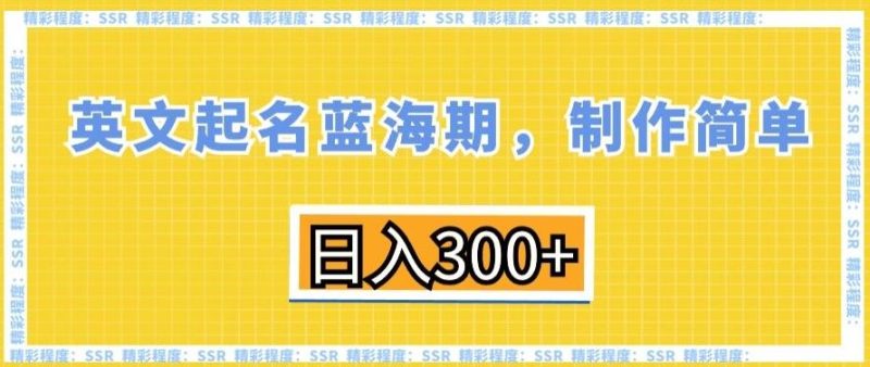 英文起名蓝海期，制作简单，日入300+【揭秘】-云创智库