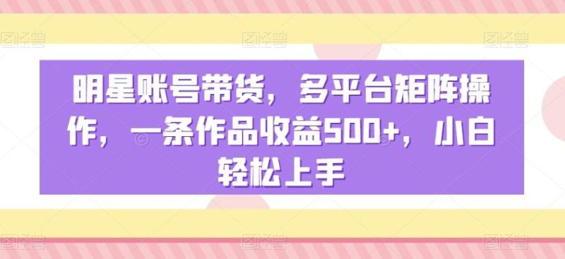 明星账号带货，多平台矩阵操作，一条作品收益500+，小白轻松上手【揭秘】-云创智库