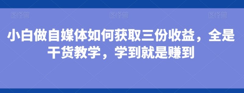 小白做自媒体如何获取三份收益，全是干货教学，学到就是赚到-云创智库