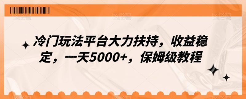 冷门玩法平台大力扶持，收益稳定，一天5000+，保姆级教程（附抖音7天起号法）-云创智库