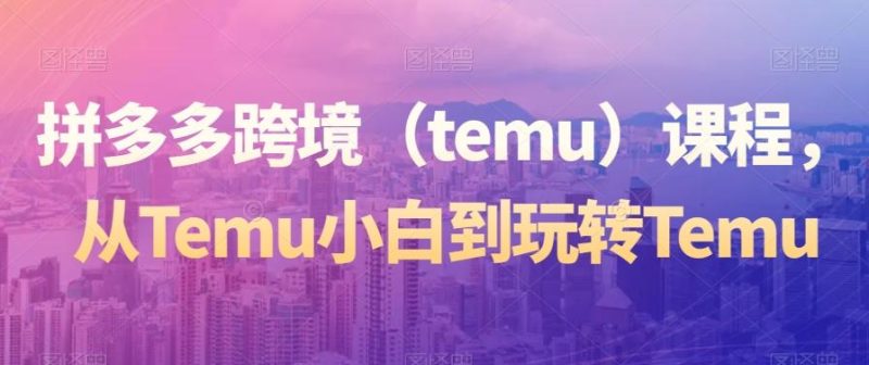 拼多多跨境（temu）课程，从Temu小白到玩转Temu-云创智库