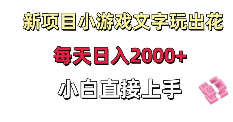 新项目小游戏文字玩出花日入2000+，每天只需一小时，小白直接上手【揭秘】-云创智库