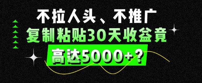 不拉人头、不推广，复制粘贴30天收益竟高达5000+？-云创智库