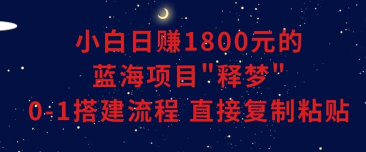 小白能日赚1800元的蓝海项目”释梦”0-1搭建流程可直接复制粘贴长期做【揭秘】-云创智库