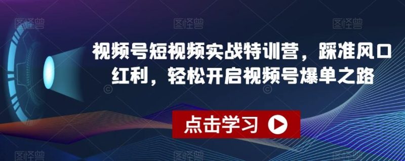 视频号短视频实战特训营，踩准风口红利，轻松开启视频号爆单之路-云创智库