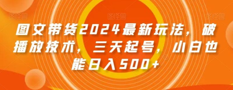 图文带货2024最新玩法，破播放技术，三天起号，小白也能日入500+【揭秘】-云创智库